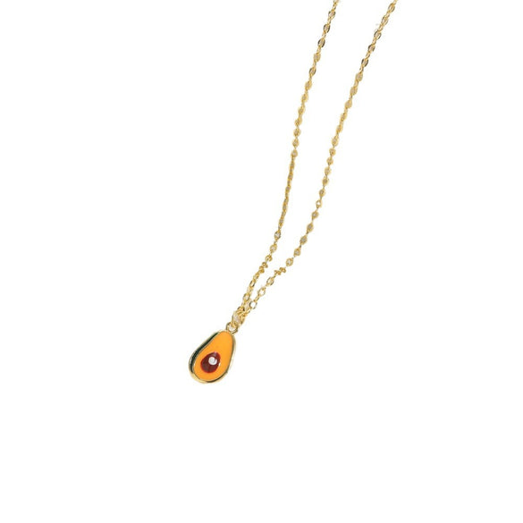 Independent station popular tropical fruit retro high-grade texture pendant copper plated 14K real gold personality exquisite O-word necklace