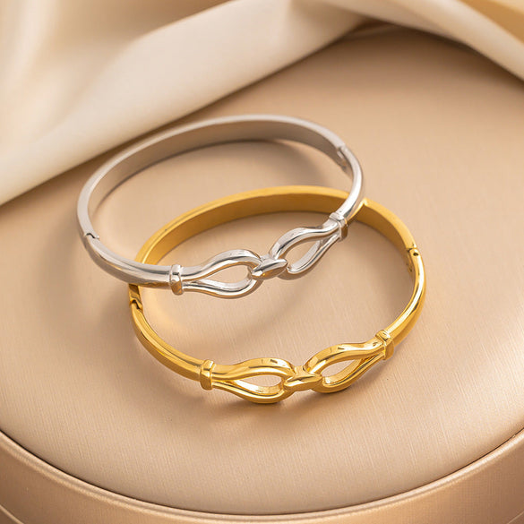 Ellipse Stainless Steel 18K Gold Plated Bangles