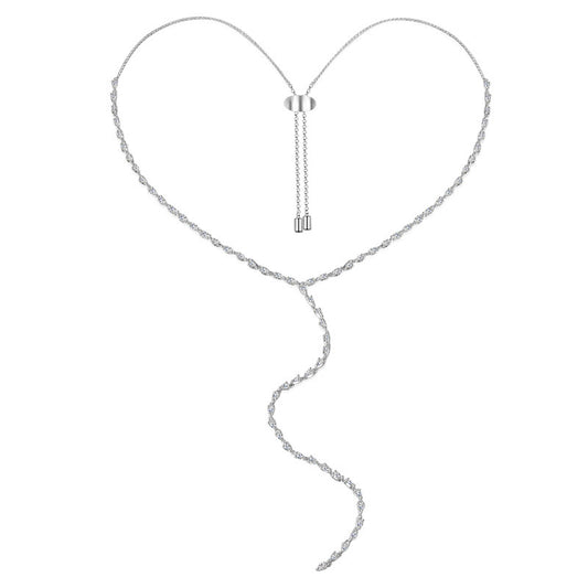 Long Water Drop Pear-shaped Micro-inlaid Zircon Heart Water Drop Y Tassel Long Sweater Chain