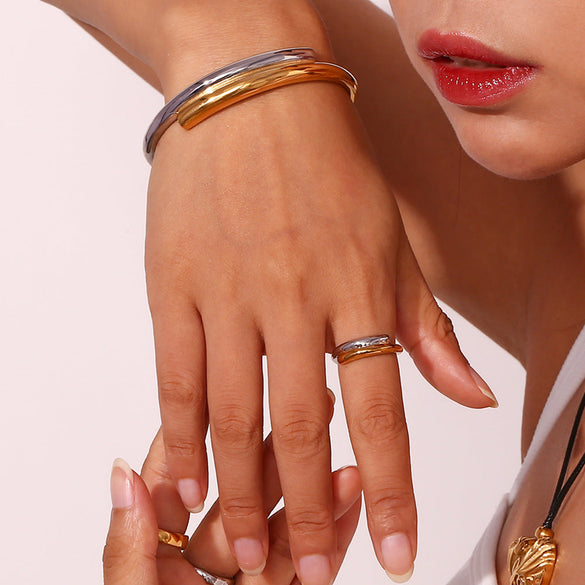 Minimalist Circle Stainless Steel 18K Gold Plated Bangles