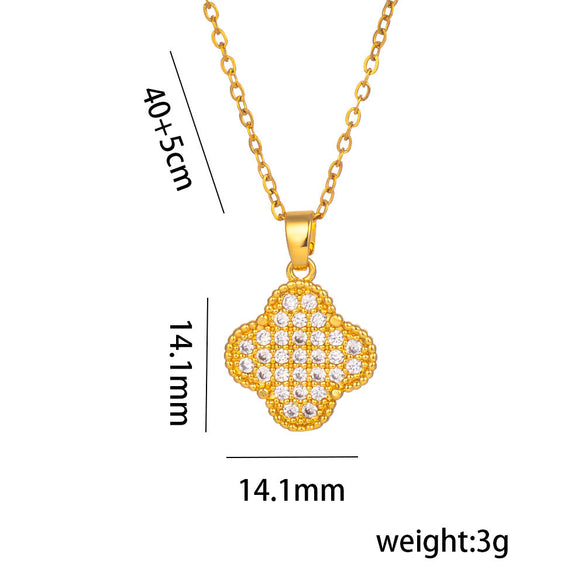 Flower Titanium Steel 18K Gold Plated Necklaces