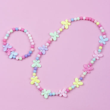 Korean Style Butterfly Plastic Beaded Girl's Bracelets Necklace