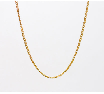 Fashion Round Titanium Steel Inlaid Gold Necklace