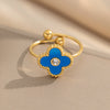 Four-leaf Clover Fashion Titanium Steel Electroplating Rings
