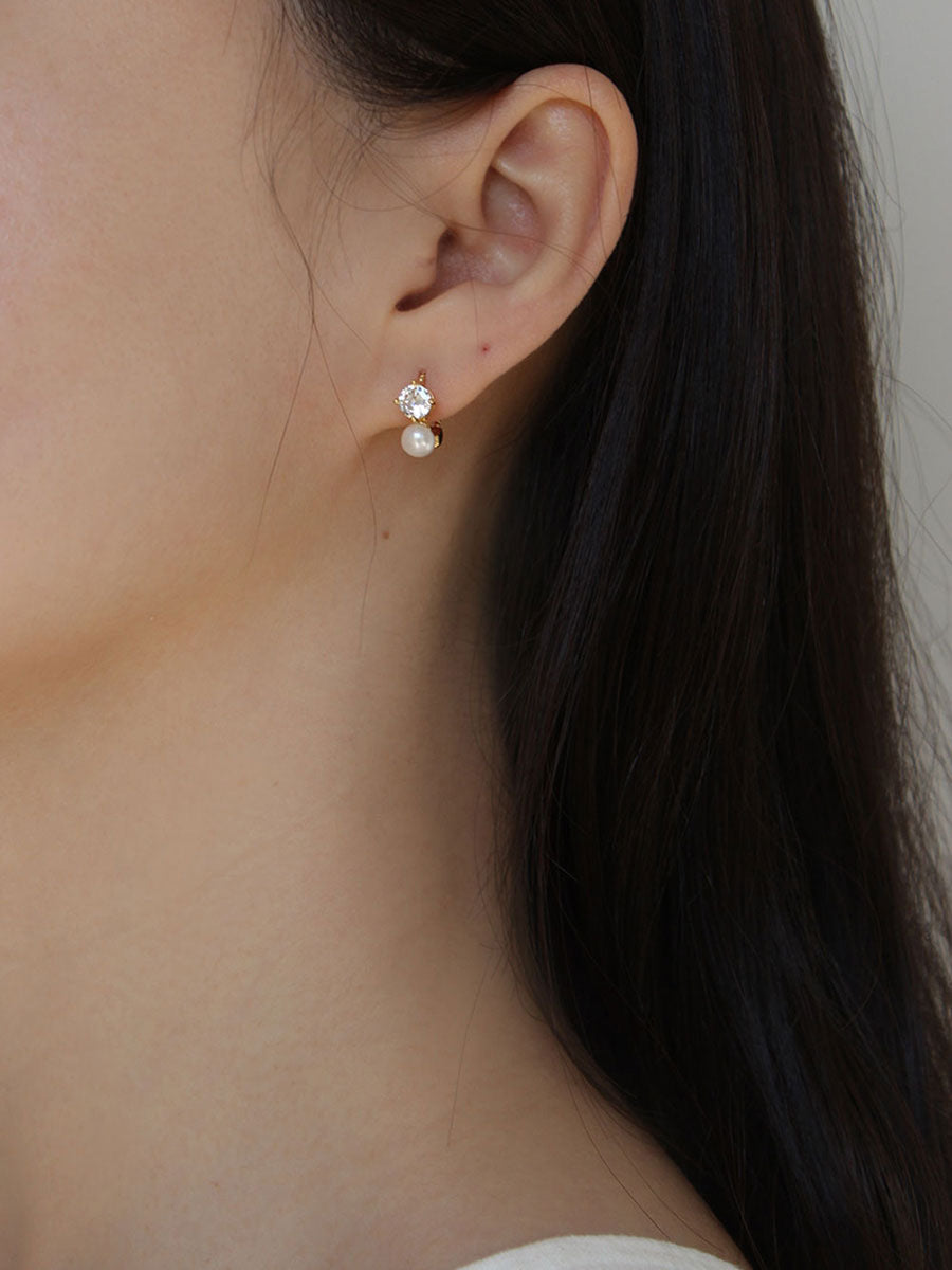 1 Pair Sweet Geometric Plating Inlay Sterling Silver Artificial Gemstones Earrings