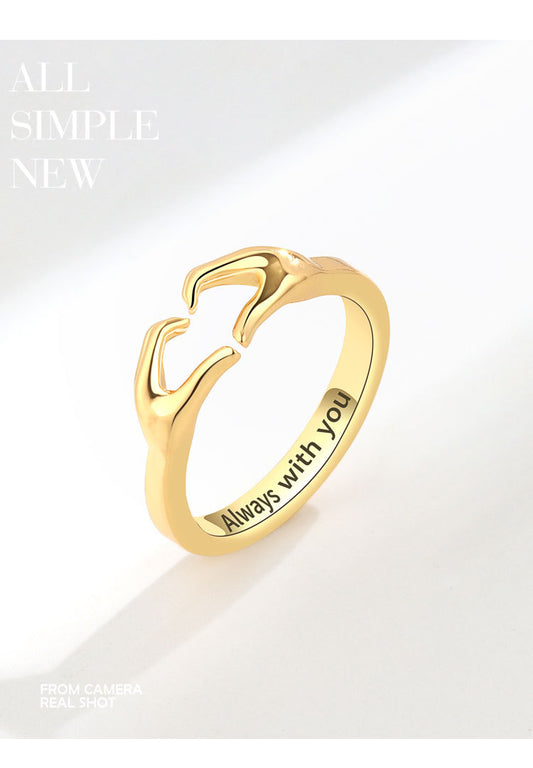 Wholesale Simple Style Letter Gesture Heart Shape Copper Plating Open Rings