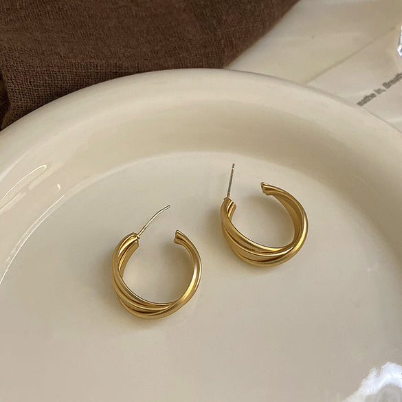 Circle Heart Geometric Metal Electroplating Earrings