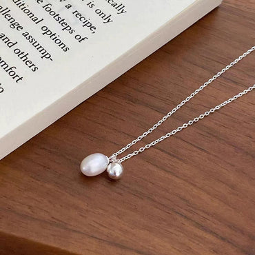 Simple Style Round Sterling Silver Plating Inlay Freshwater Pearl Pendant Necklace