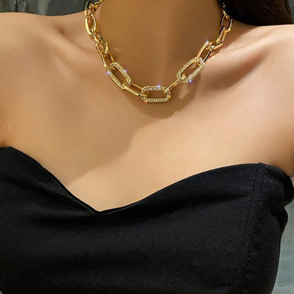 Paperclip zircon necklace summer ins cross-border hot heavy industry jewelry niche high-end necklace light luxury clavicle chain