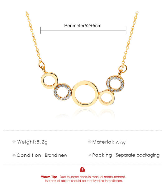 New Circle Pendant Alloy Diamond Necklace