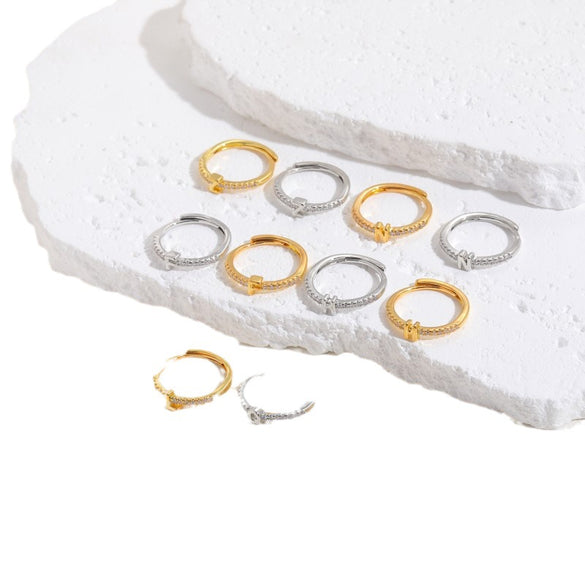 Cross-border new 26 initials micro-inlaid zircon open rings ins style personalized design English letter jewelry