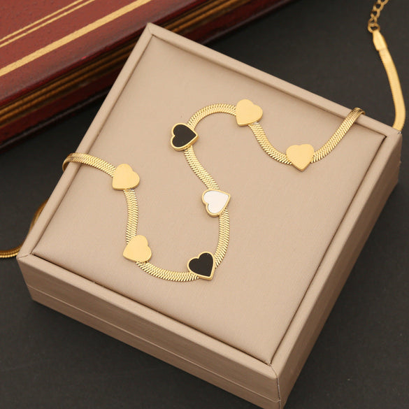 Fashion Heart Stainless Steel Oil Dripping Necklaces