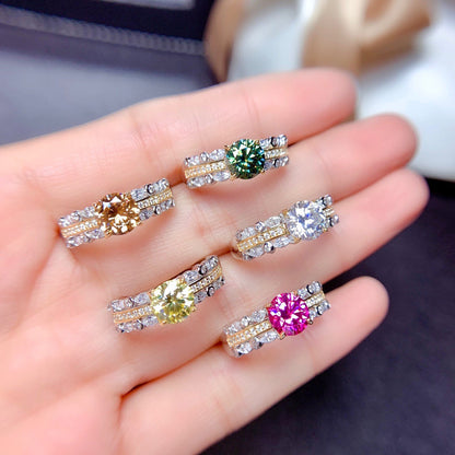 Moissan Diamond Ring Hearts And Arrows High Carbon Diamond Pink Color Treasure Ring
