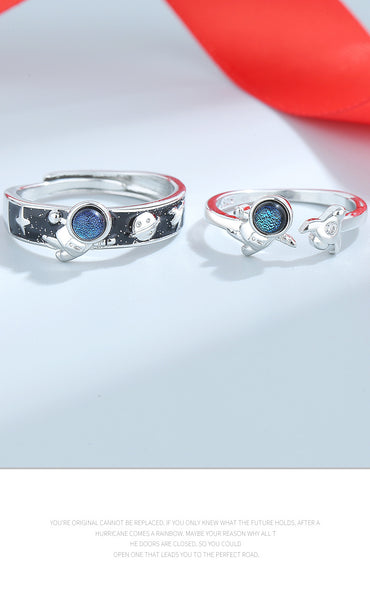 Fashion Astronaut Copper Inlay Artificial Gemstones Rings 1 Piece