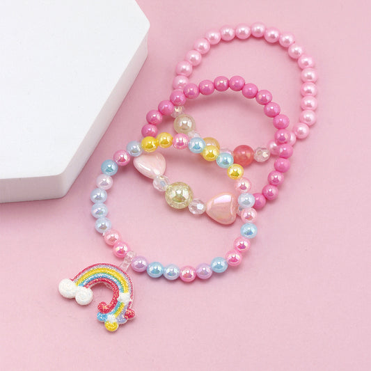 Fashion Rainbow Heart Shape Arylic Kid's Bracelets