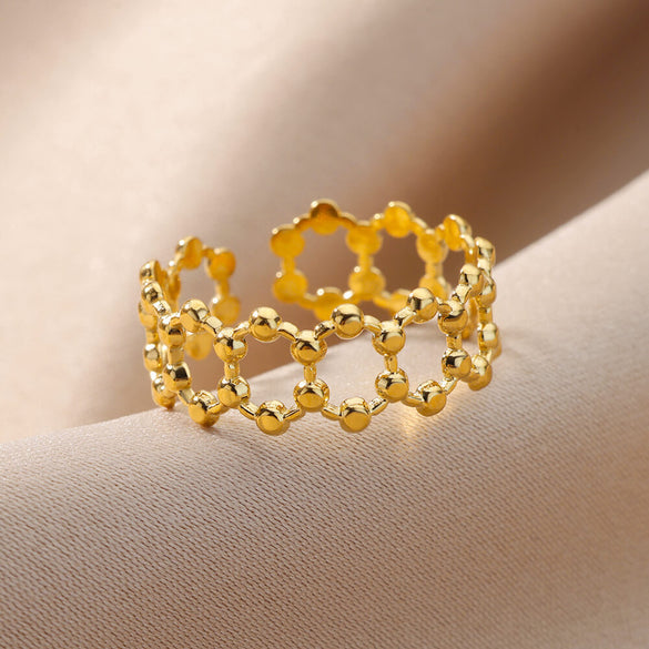 Wholesale Jewelry Simple Style Geometric Round Heart Shape 304 Stainless Steel 18K Gold Plated Plating Open Rings