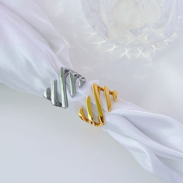 Ins Style Novelty Stripe Solid Color Titanium Steel Plating 18k Gold Plated Rings