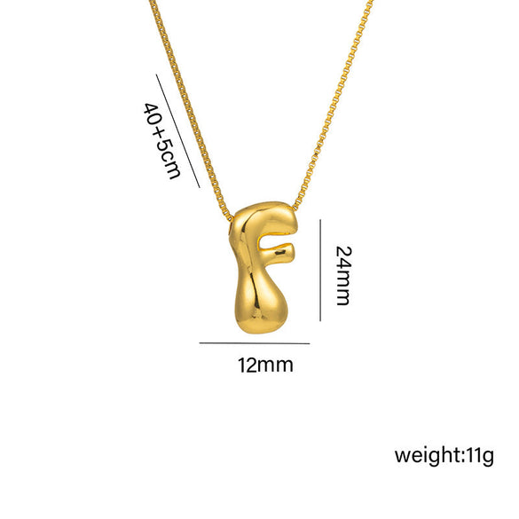 Letter Text Number Titanium Steel 18K Gold Plated Necklaces