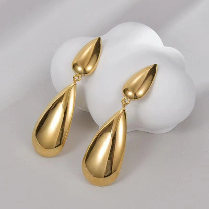 1 Pair Casual Lady Streetwear Water Droplets Plating Stainless Steel Drop Earrings