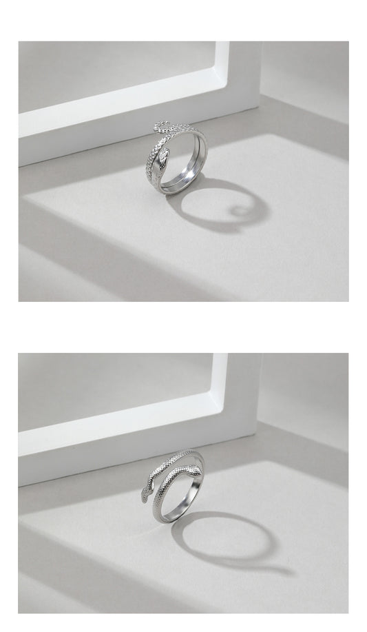 Fashion Simple Snake Series Open Adjustable Titanium Steel Ring