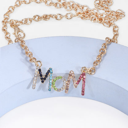 MAMA Letter Alloy Plating Inlay Rhinestones Mother'S Day Women's Necklace