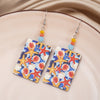 1 Pair Vacation Starfish Shell Printing Arylic Drop Earrings