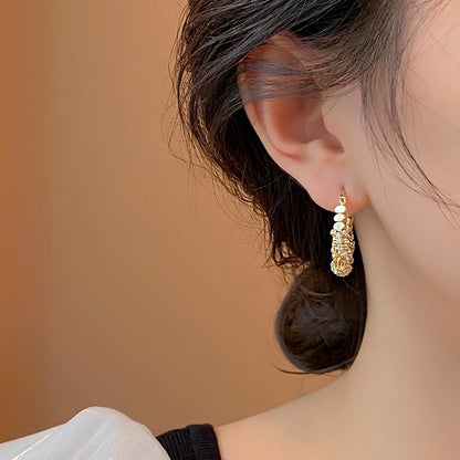 1 Pair Simple Style U Shape Inlay Copper Rhinestones Earrings