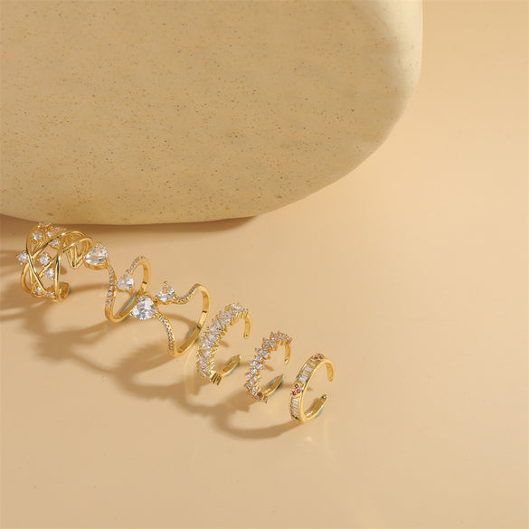 Cross-border new simple light luxury love zircon ring niche temperament Internet celebrity with the same opening adjustable ring