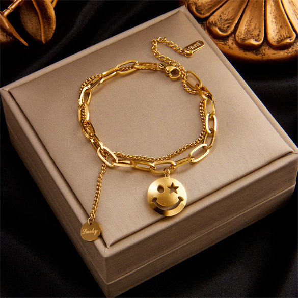 Fashion Women Heart Circle Titanium Steel Electroplating Bracelets