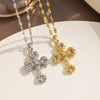 Moderate Luxury Cross Geometric Titanium Steel 18K Gold Plated Necklaces