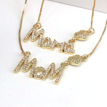 Copper Vintage Style Letter Plating Inlay Zircon Pendant Necklace