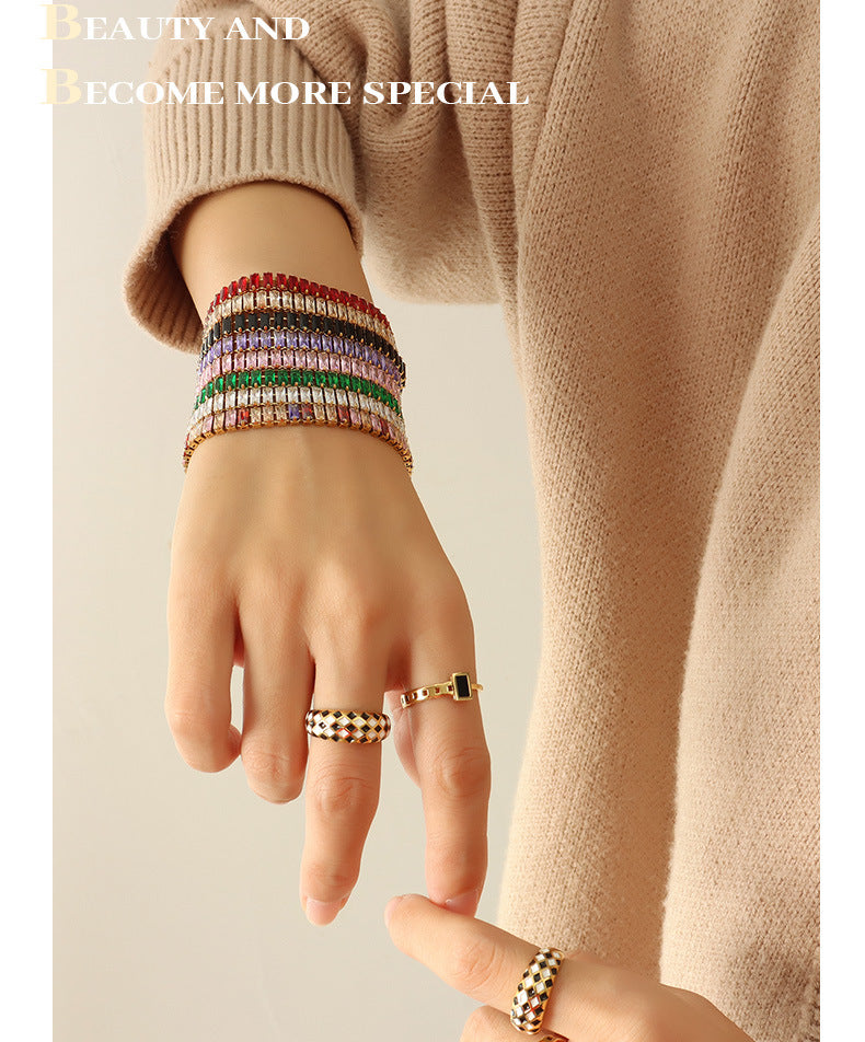 European And American Style Solid Color Retro Color Zircon Necklace Bracelet