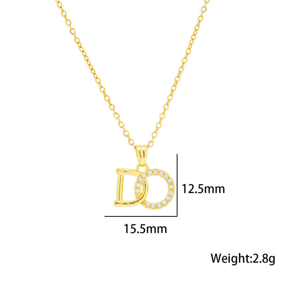 Moderate Luxury Letter Text Number Titanium Steel 18K Gold Plated Necklaces