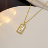 Korean Quadrilateral Geometric Titanium Steel 18K Gold Plated Necklaces