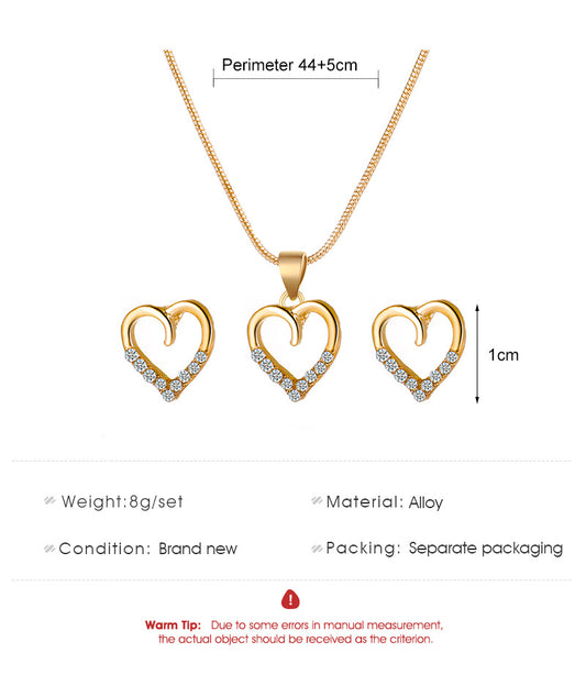 Wholesale New Diamond Heart Pendent Necklace Earrings Set Nihaojewelry