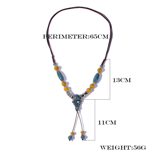 Wholesale Jewelry Ethnic Style Geometric Ceramics Long Necklace