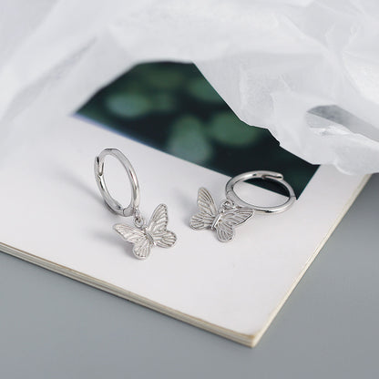 Fashion Butterfly Sterling Silver Drop Earrings 1 Pair