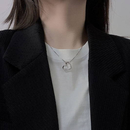 Retro Simple Style Heart Shape Titanium Steel Plating Necklace