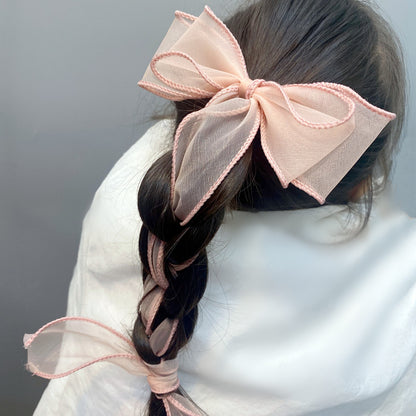 Snow Yarn Streamer Double-layer Bow Hairpin