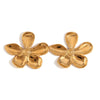 Fashion Flower Geometric Stainless Steel 18K Gold Plated Stud Earrings