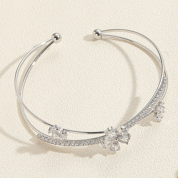 popular water drop square zircon bracelet cross-border personalized design flower welding rhinestone hand jewelry