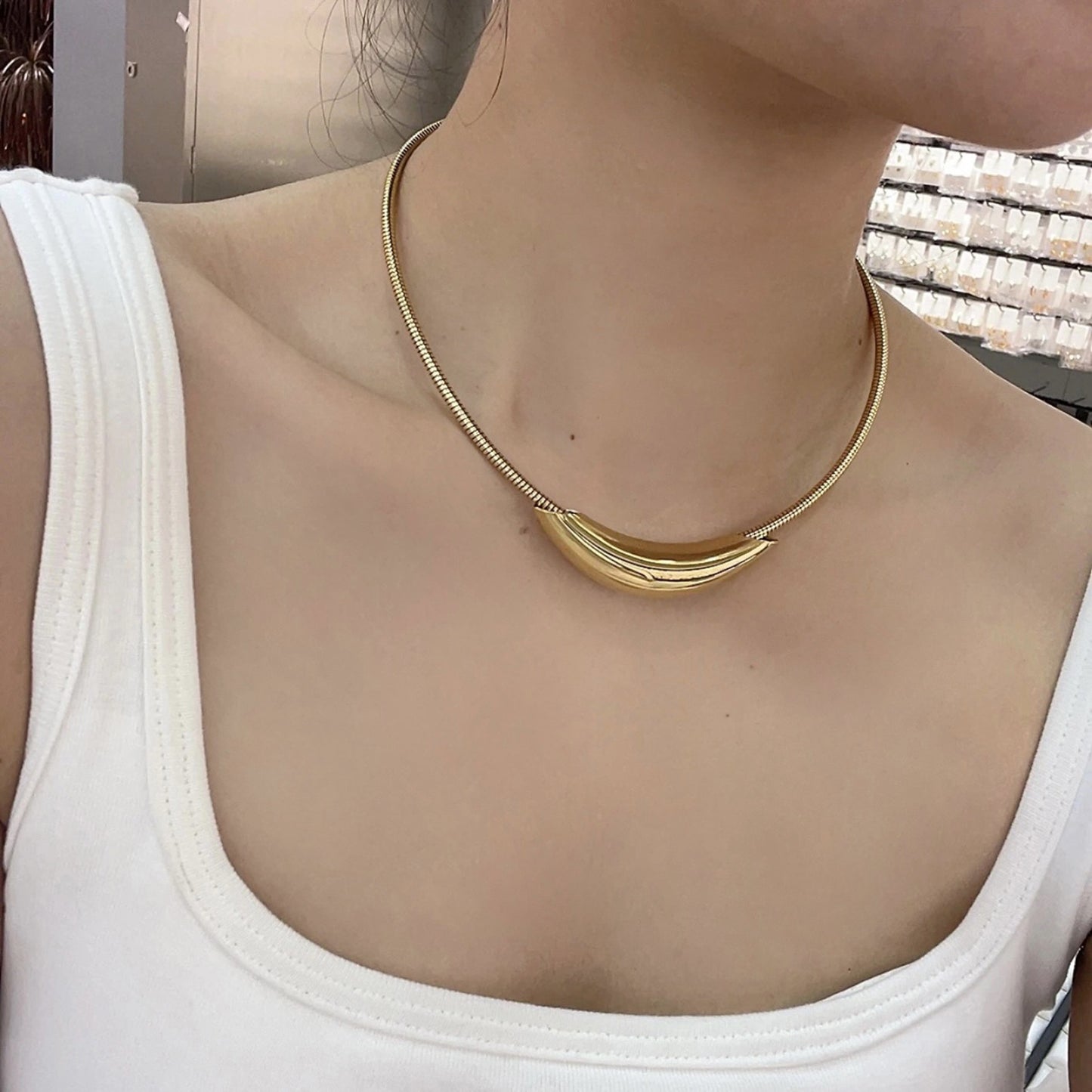 Casual Solid Color Titanium Steel Plating Necklace