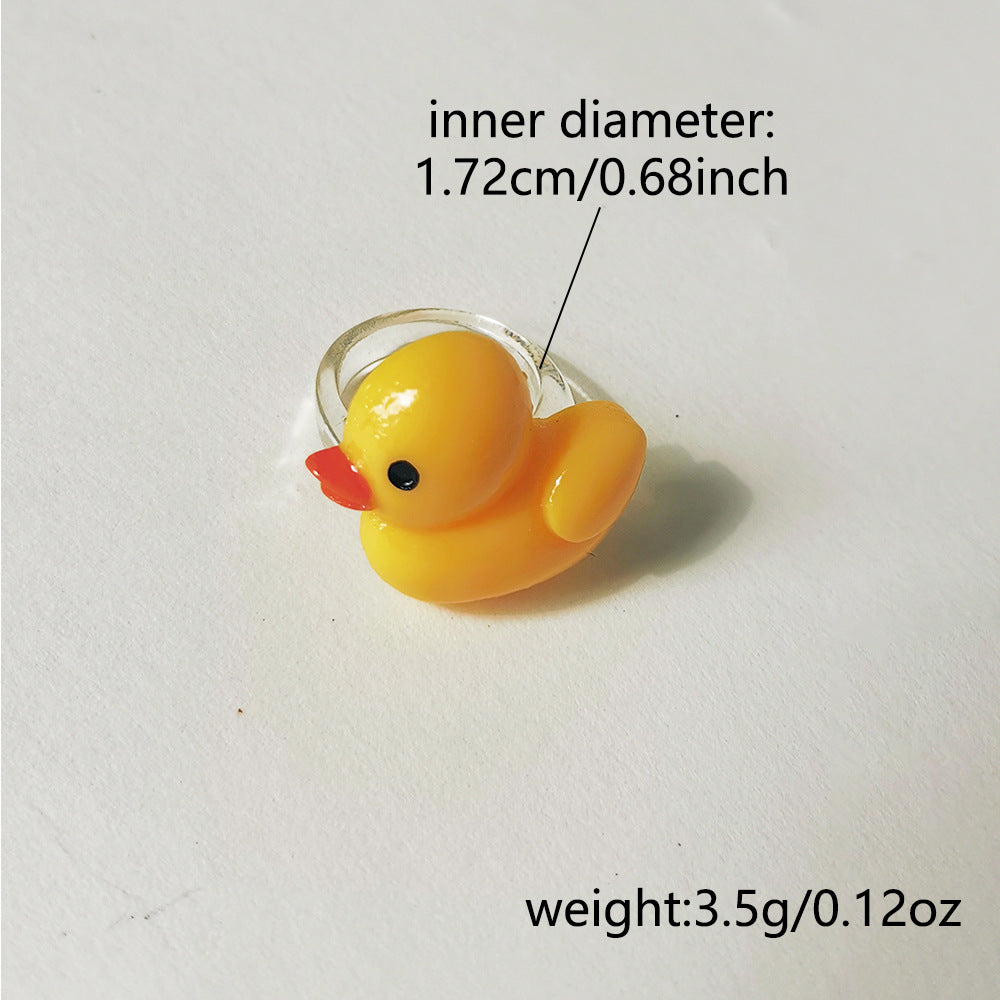 Wholesale  Cartoon Crown Cute Little Yellow Duck Cloud Multi-color Resin Ring