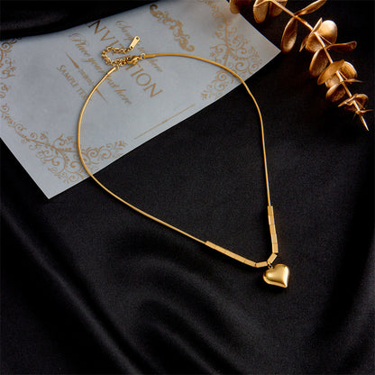 Fashion Simple Geometric Square Heart-shaped Titanium Steel Necklace