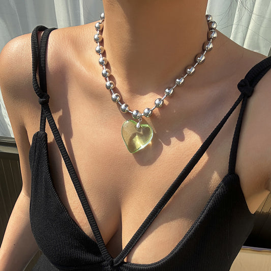 Vintage Style Heart Shape Plastic Flocking Wholesale Pendant Necklace
