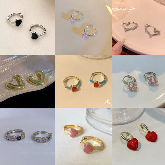 Wholesale Jewelry 1 Pair Sweet Heart Shape Butterfly Metal Rhinestones Drop Earrings Earrings