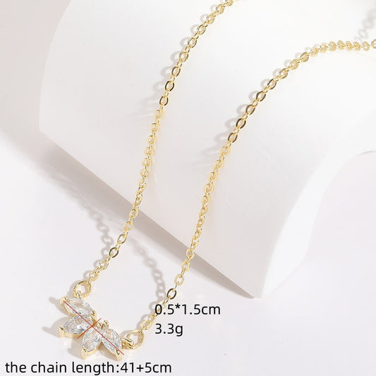 Flower zircon necklace wholesale women's ins wind Europe and the United States hot selling new mermaid fish tail geometric pendant clavicle chain