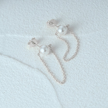 1 Pair Simple Style Geometric Solid Color Tassel Plating Chain Sterling Silver Drop Earrings