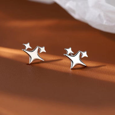 1 Pair Vintage Style Four Eight-pointed Stars Plating Metal Ear Studs