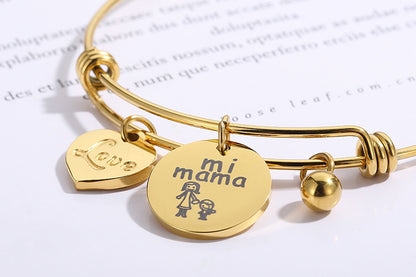 New Heart-shaped Titanium Steel Bracelet Retractable Bracelet Mother's Day
